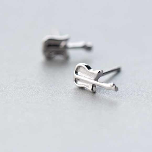 Sterling Silver Guitar Earrings - Picture 3 of 4